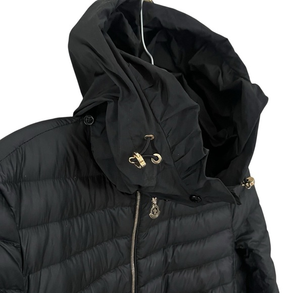MONCLER Daurade Black Puffer Peplum Down Hooded Jacket Medium Size 2  AUTHENTIC - Picture 6 of 16